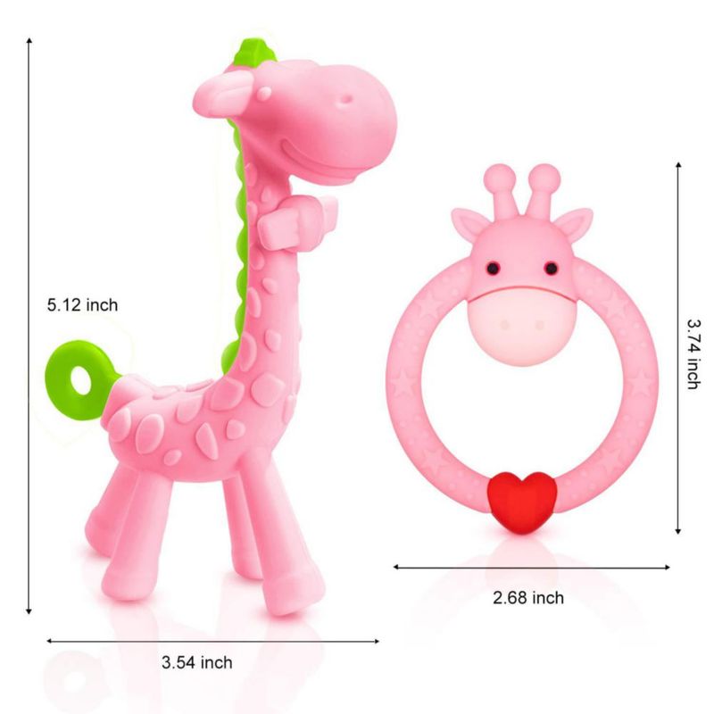Mordedor SHARE&CARE Giraffa de Silicona Rosa 3+ Meses