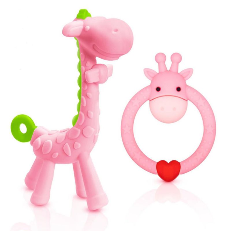 Mordedor SHARE&CARE Giraffa de Silicona Rosa 3+ Meses