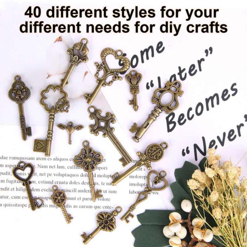CHARM SANNIX Juego Vintage de 40 Llaves y 40 Alas