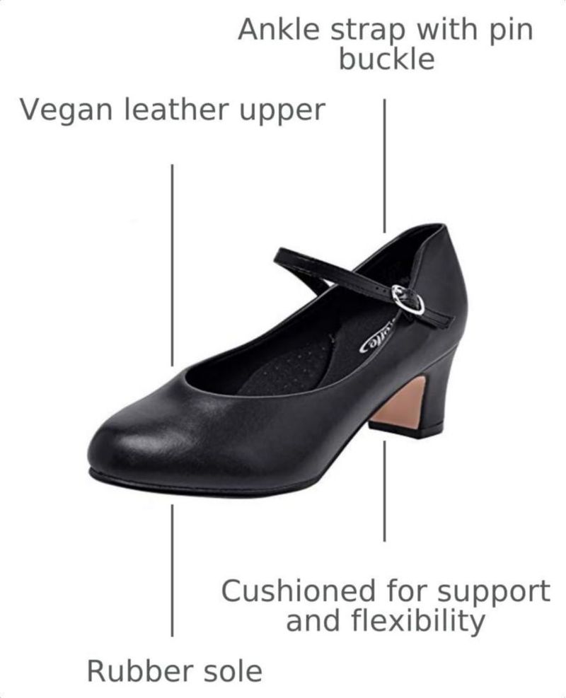 Zapatos de carácter Stelle 5 cm negro con correa de tobillo