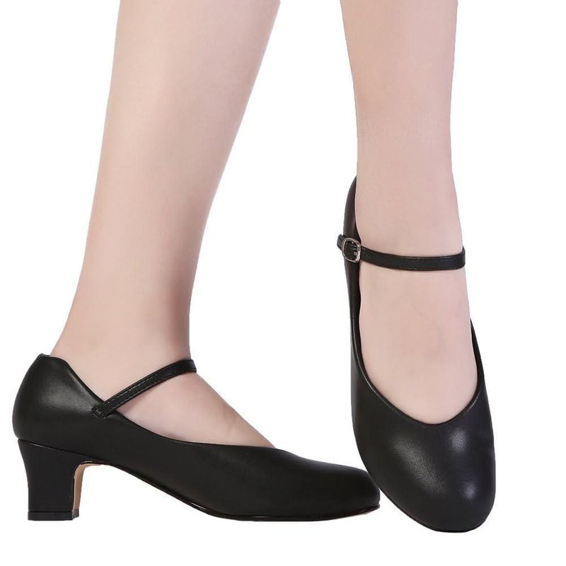 Zapatos de carácter Stelle 5 cm negro con correa de tobillo