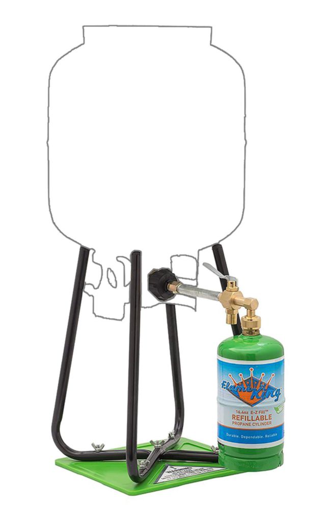 Kit recargable de tanque cilíndrico de propano Flame King de 1 libra CGA600