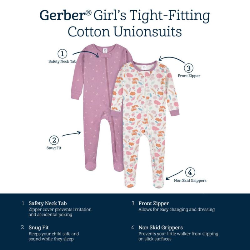 PAJAMAS Gerber 3T Pack de 4 Unicornios y Gatos Rosa