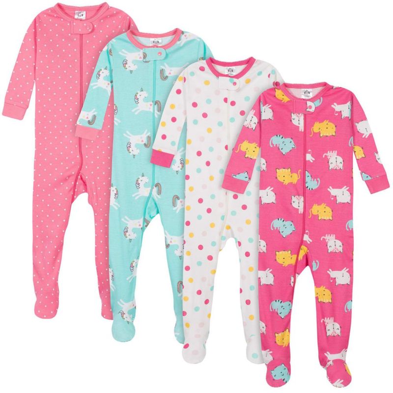 PAJAMAS Gerber 3T Pack de 4 Unicornios y Gatos Rosa