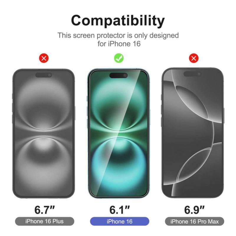 Protector de pantalla NEW'C iPhone 16 61" + lente + herramienta