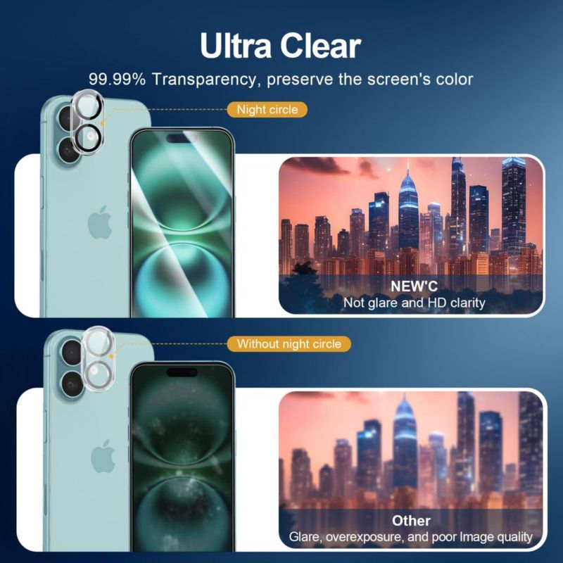 Protector de pantalla NEW'C iPhone 16 61" + lente + herramienta