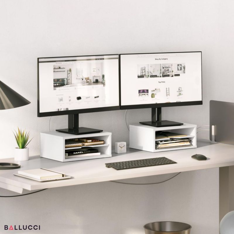 Organizador de Archivos Ballucci de 2 Niveles Blanco en Madera 35 × 235 × 13 cm