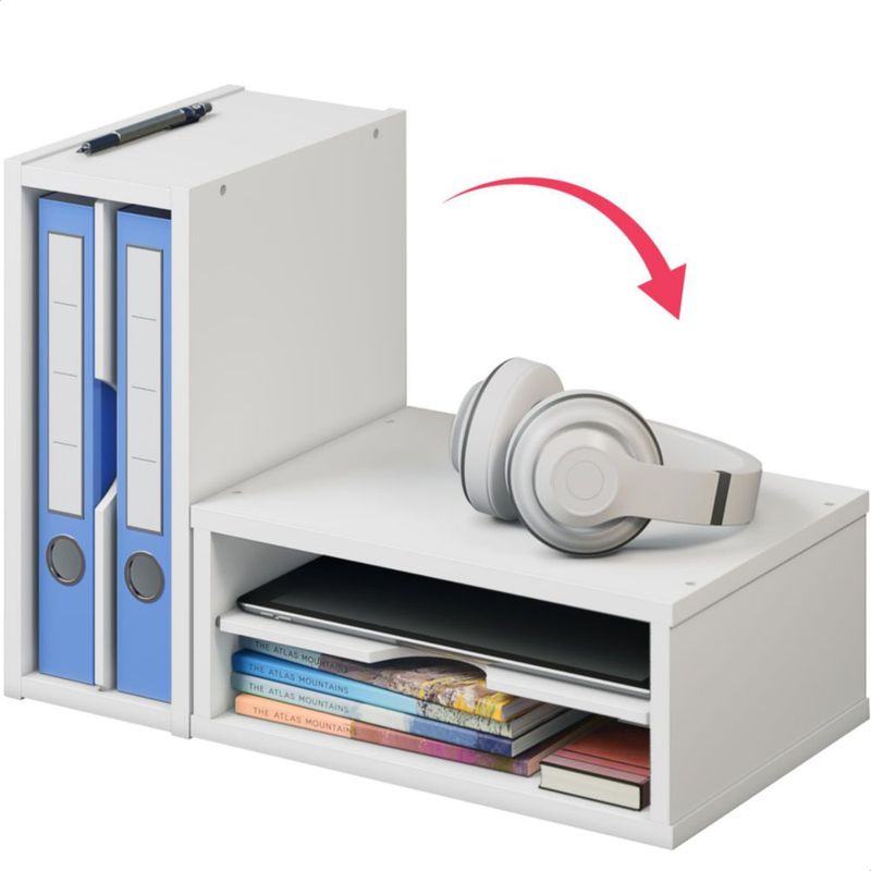 Organizador de Archivos Ballucci de 2 Niveles Blanco en Madera 35 × 235 × 13 cm