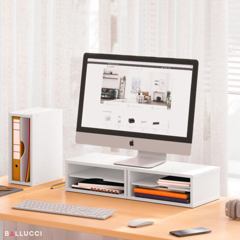 Organizador de Archivos Ballucci de 2 Niveles Blanco en Madera 35 × 235 × 13 cm
