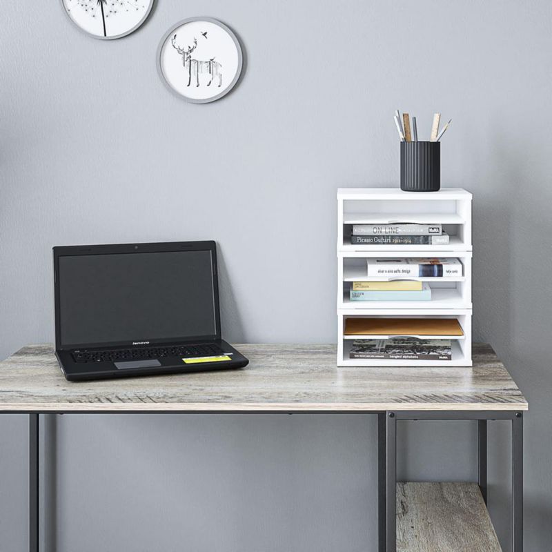 Organizador de Archivos Ballucci de 2 Niveles Blanco en Madera 35 × 235 × 13 cm