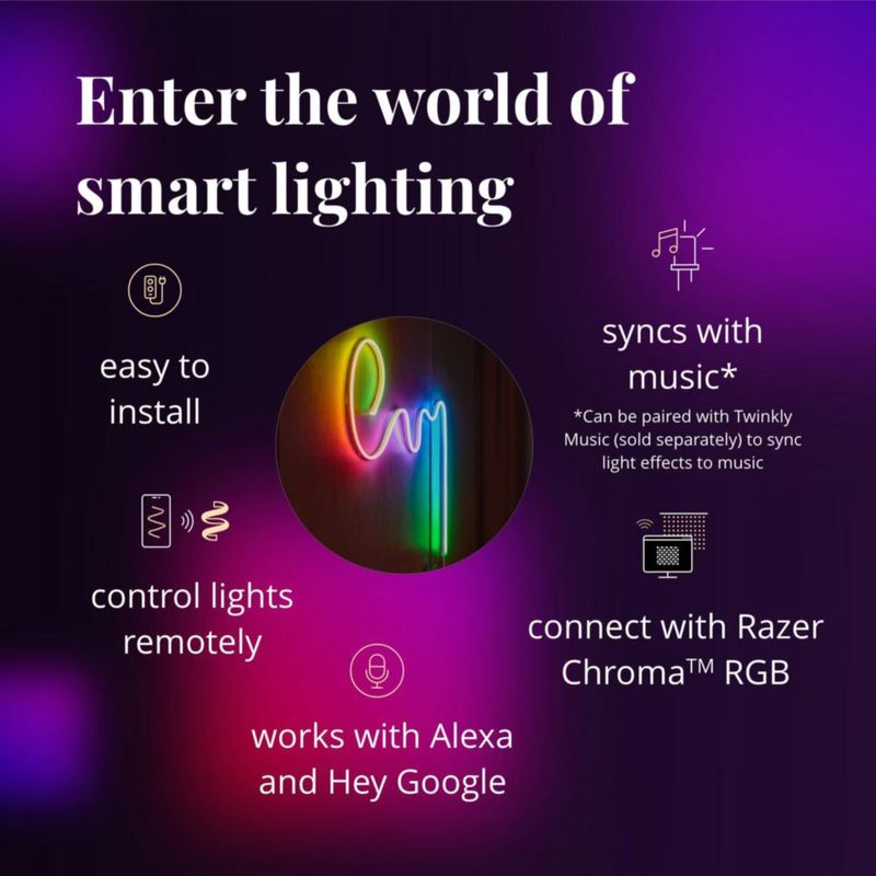 Tubo LED Twinkly Flex de 2 m RGB multicolor compatible con Alexa