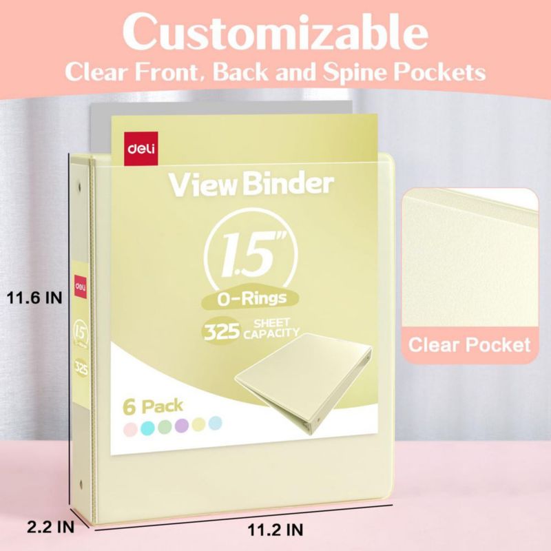 Carpeta de anillas deli 15" 3 anillas pack de 6 tamaño carta (EE. UU.)