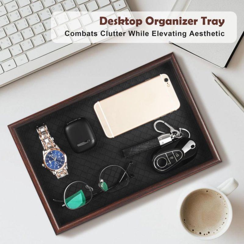 Bandeja organizadora Zosenley 20 × 30 cm de cuero negro