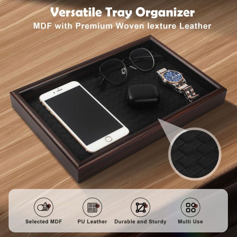 Bandeja organizadora Zosenley 20 × 30 cm de cuero negro