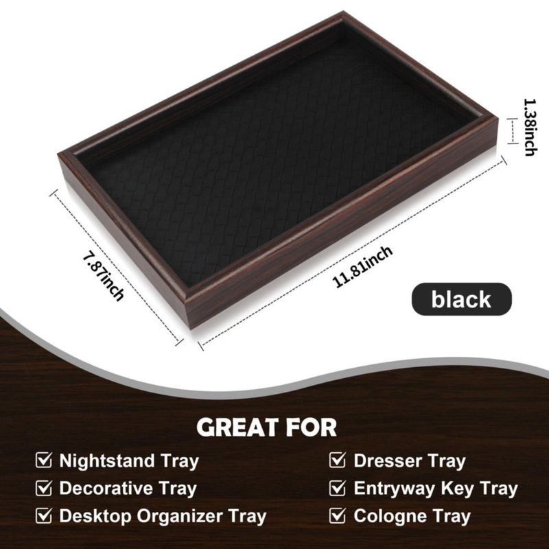 Bandeja organizadora Zosenley 20 × 30 cm de cuero negro