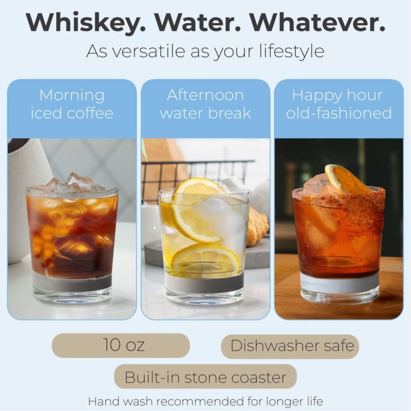 Vasos de vidrio Coast The Short de 10 oz juego de 2 con base de piedra