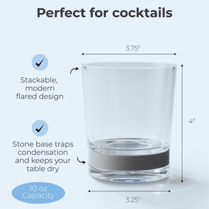 Vasos de vidrio Coast The Short de 10 oz juego de 2 con base de piedra