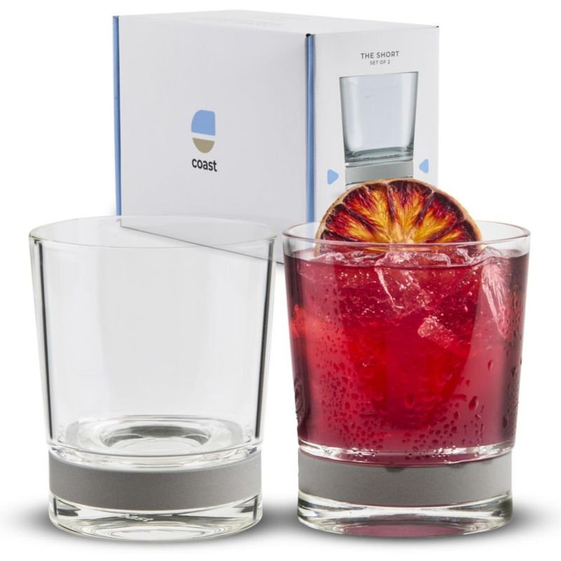 Vasos de vidrio Coast The Short de 10 oz juego de 2 con base de piedra