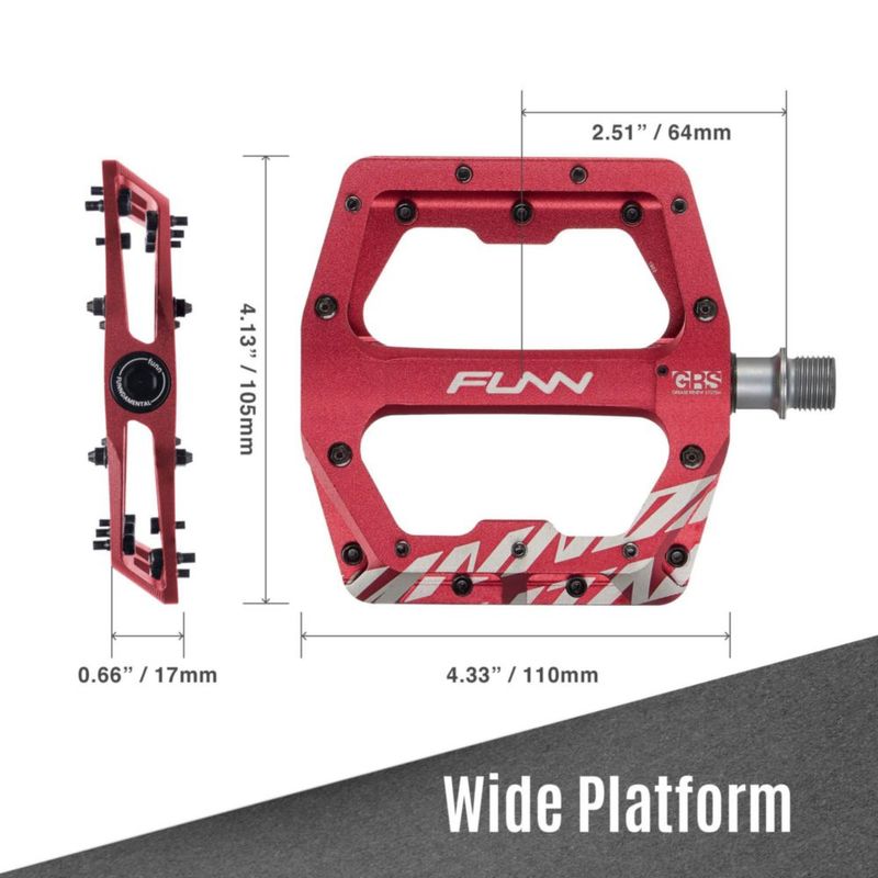 Pedal de Bicicleta Funn Plataforma Ancha 9/16" Eje (Rojo)