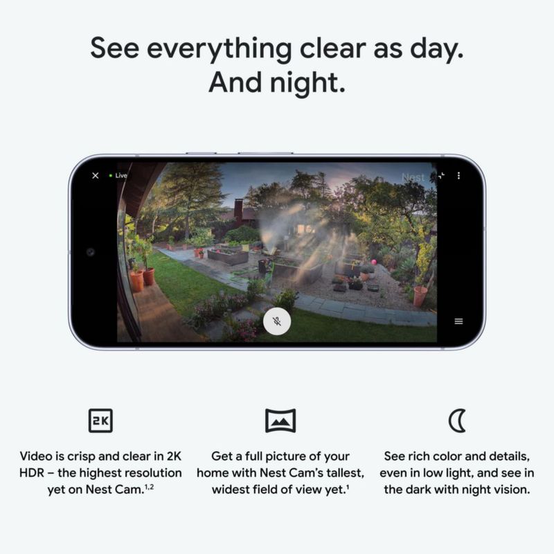 Cámara de Seguridad Google Nest Cam Exterior 2ª Generación 2025