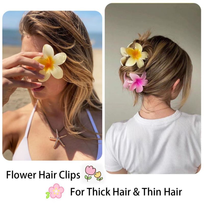 Pinzas para el Cabello ANEESAA 79 cm Flor – Juego de 6 – Estilo Hawaiano