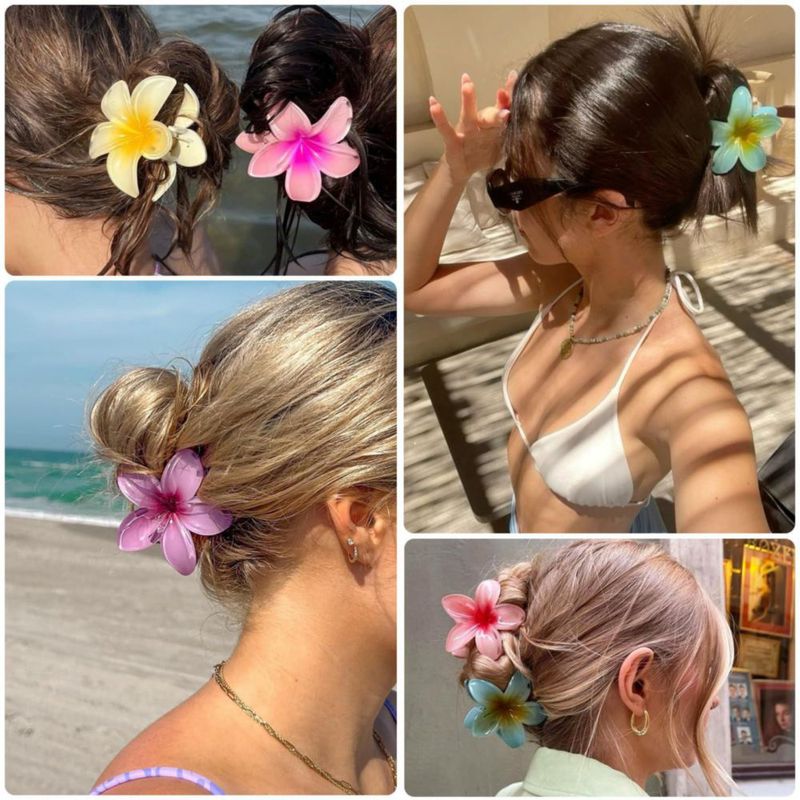 Pinzas para el Cabello ANEESAA 79 cm Flor – Juego de 6 – Estilo Hawaiano