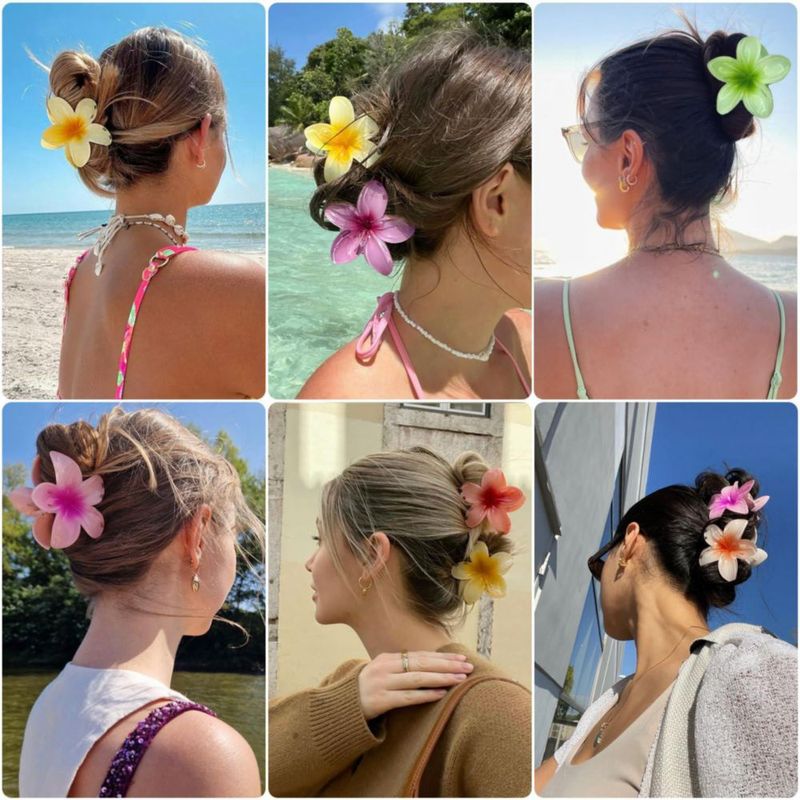 Pinzas para el Cabello ANEESAA 79 cm Flor – Juego de 6 – Estilo Hawaiano