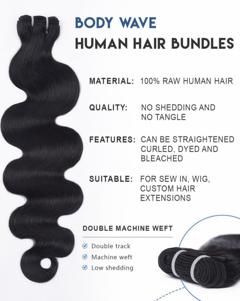 Extensión de cabello Lucklady Body Wave 51 56 y 61 cm