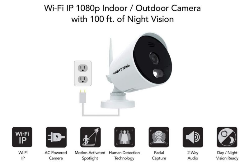 Cámara de Seguridad Night Owl WNIP2 1080p Wi‑Fi con Foco Iluminador
