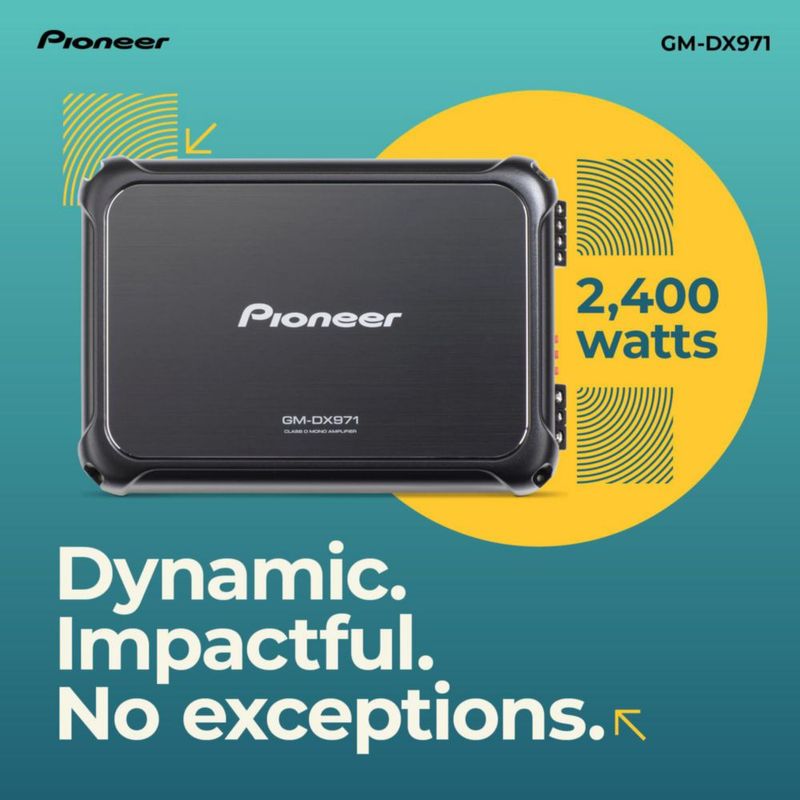 Amplificador para auto Pioneer GM-DX971 de 2400 W máx. Clase D con refuerzo de bajos
