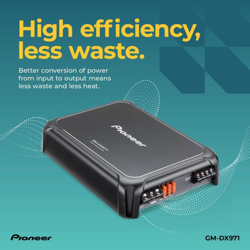 Amplificador para auto Pioneer GM-DX971 de 2400 W máx. Clase D con refuerzo de bajos