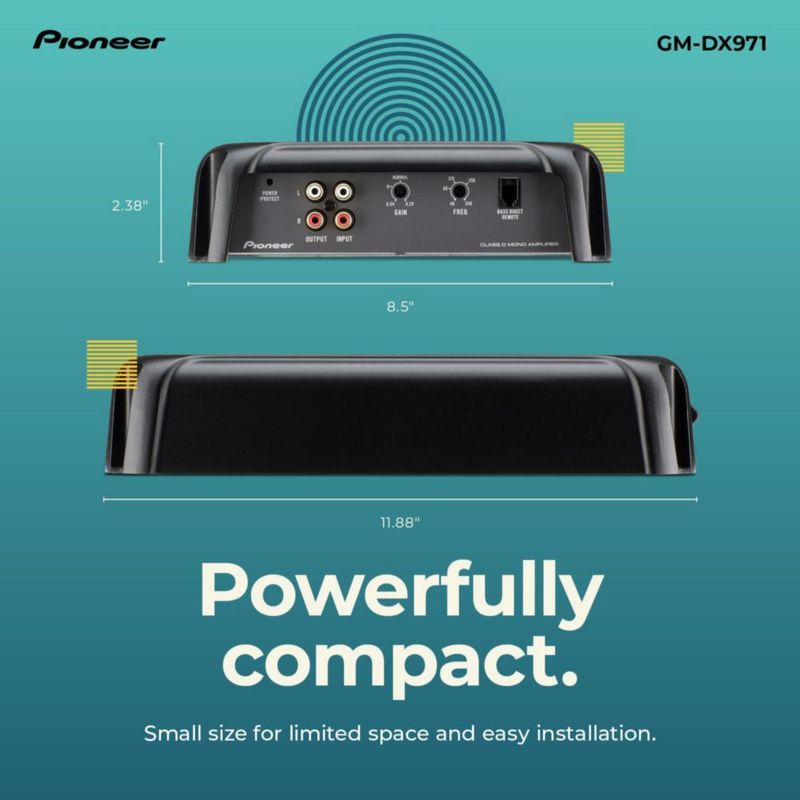 Amplificador para auto Pioneer GM-DX971 de 2400 W máx. Clase D con refuerzo de bajos