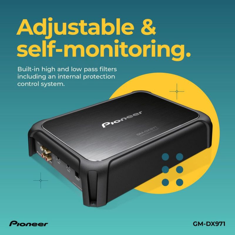 Amplificador para auto Pioneer GM-DX971 de 2400 W máx. Clase D con refuerzo de bajos