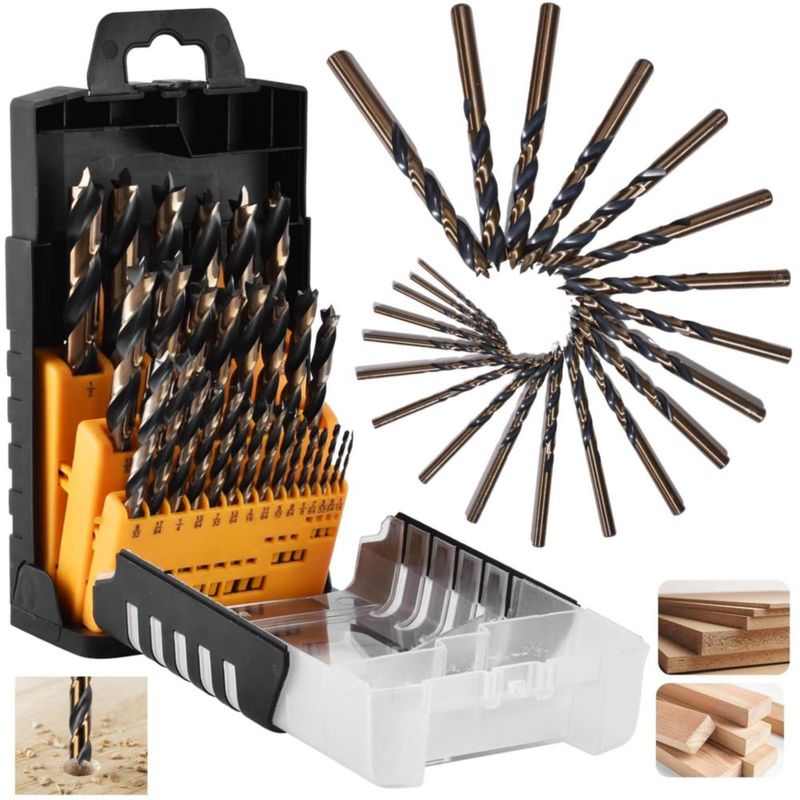 Juego de Brocas Blu7ive 29 Piezas Recubiertas de Titanio HSS