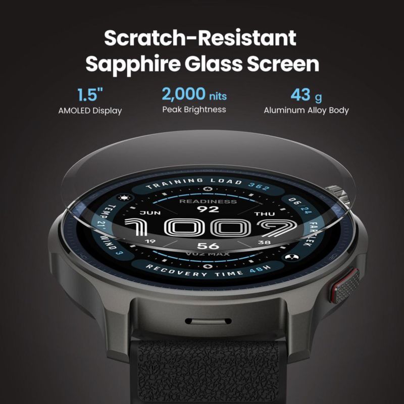Reloj inteligente Amazfit Balance 2 de 47 mm AMOLED con cristal de zafiro