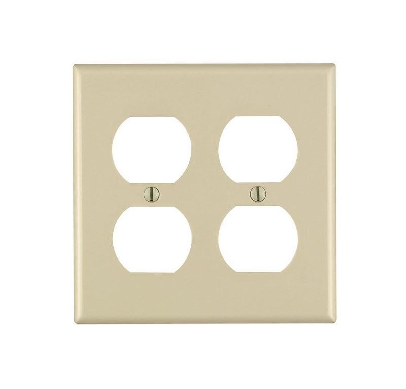 Placa de pared dúplex termoestable de 2 elementos Leviton 86016 color marfil