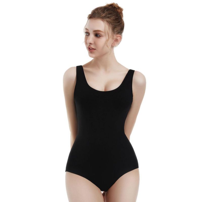 Leotardo Spoxiyue tipo tank negro de cuello redondo para mujer - talla S