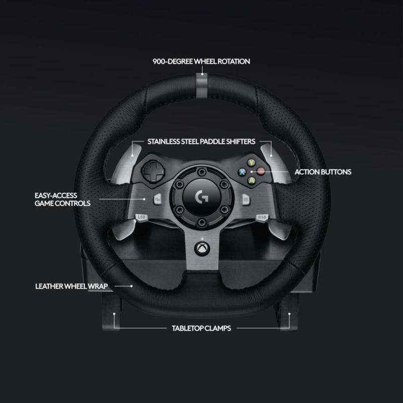 Volante de carreras Logitech G920 Driving Force para Xbox/PC color negro