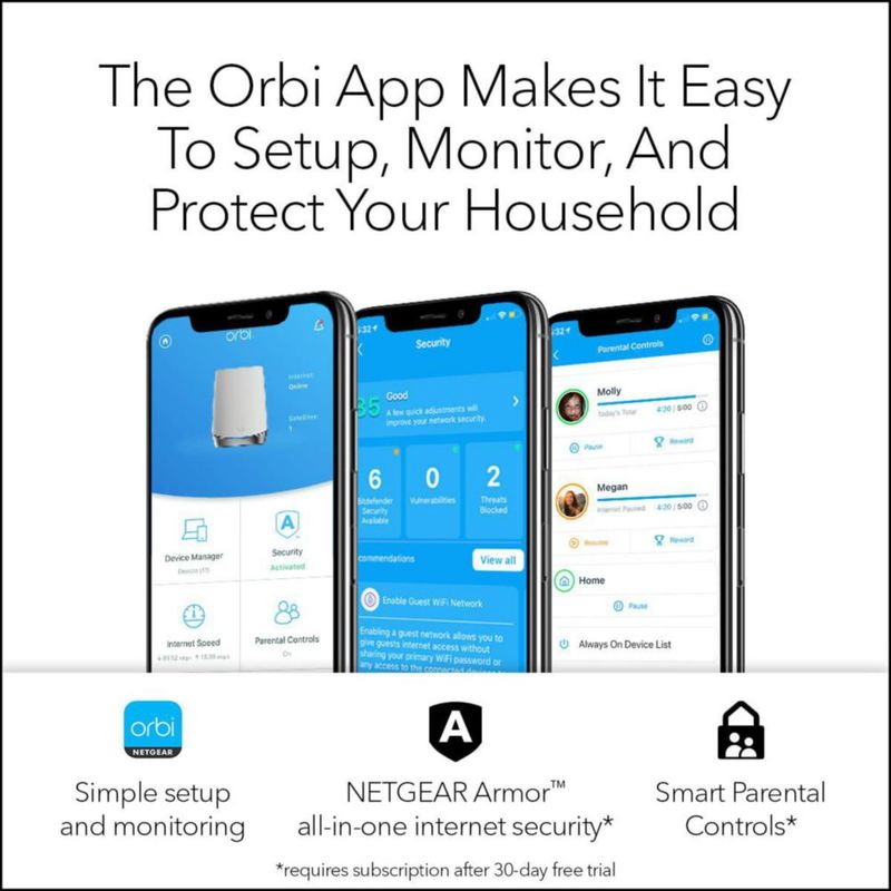 Enrutador NETGEAR Orbi RBK752 con sistema WiFi 6 con 1 satélite AX4200