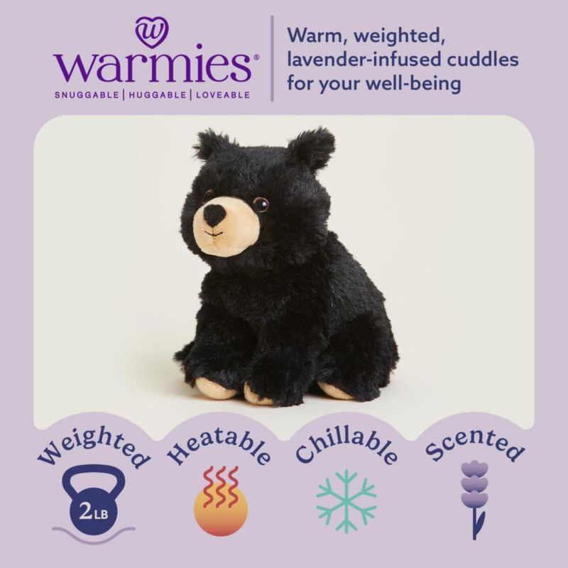 Animal de peluche Warmies Black Bear apto para microondas y pesado