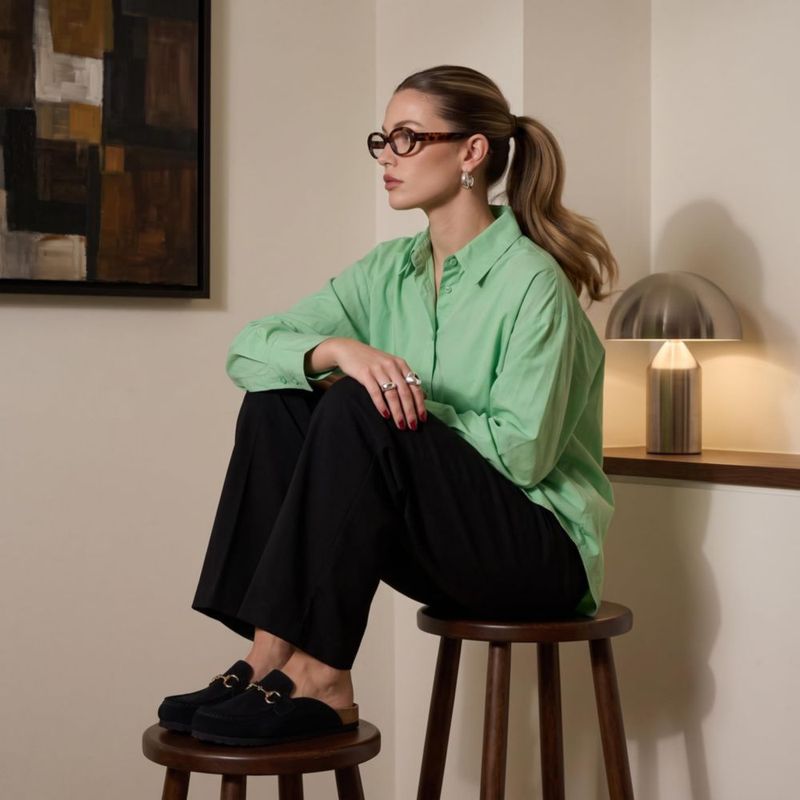 Mulas tipo zueco CUSHIONAIRE negro talla 10 de ante para mujer