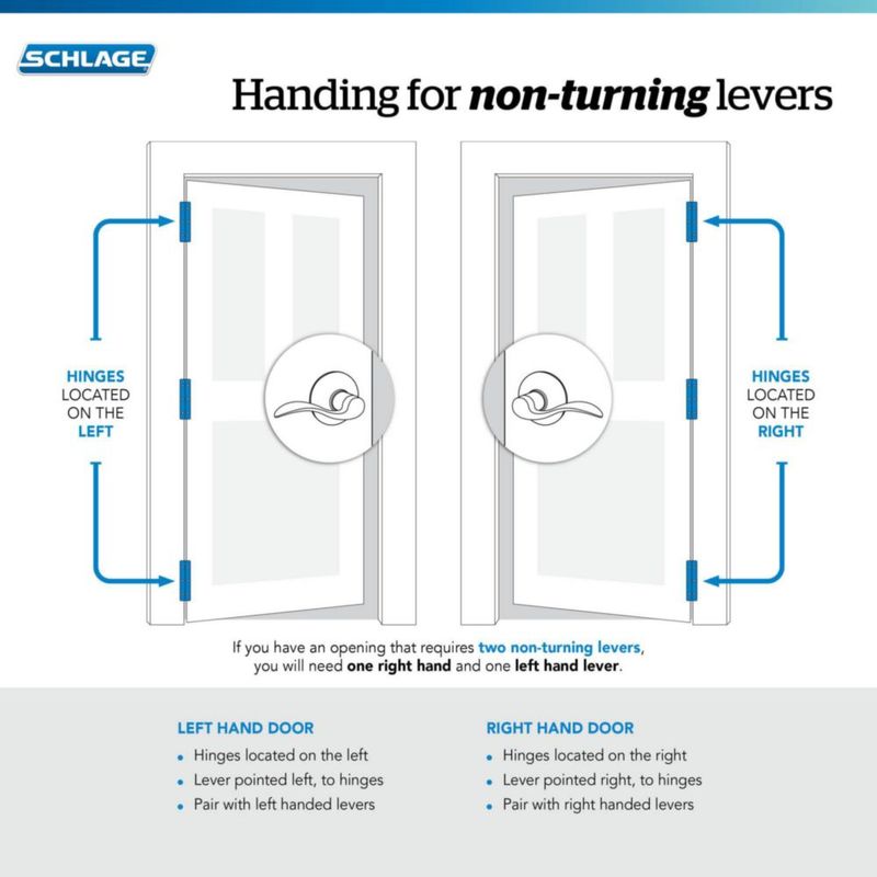 Palanca de puerta SCHLAGE F170 ACC 605 LH mano izquierda latón brillante