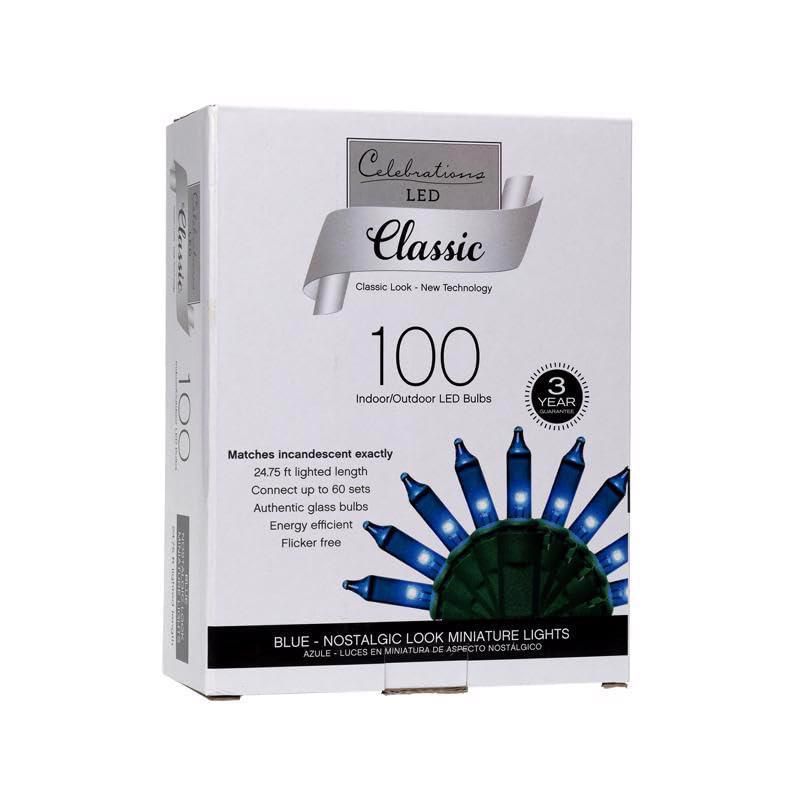 Bombilla LED azul clásica Celebrations CMAS de 75 m 100 unidades