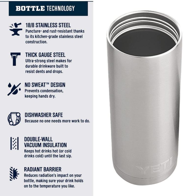Botella YETI Rambler de acero inoxidable con aislamiento al vacío de 500 ml