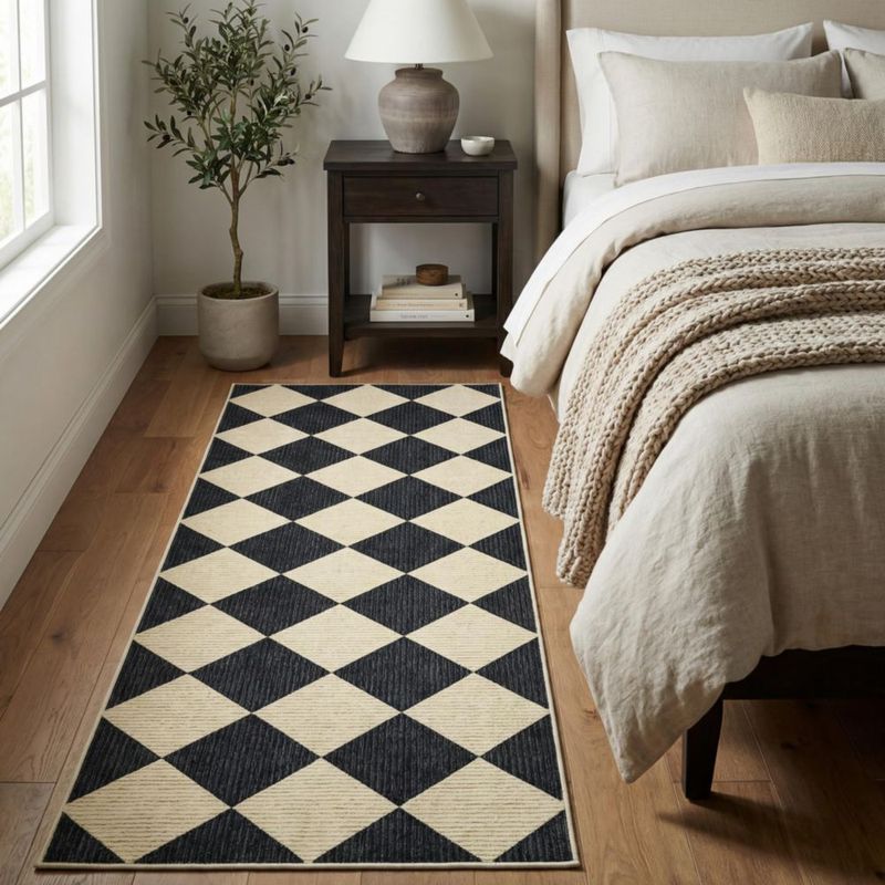 Alfombra GarveeHome 183 cm x 30 cm a cuadros antideslizante