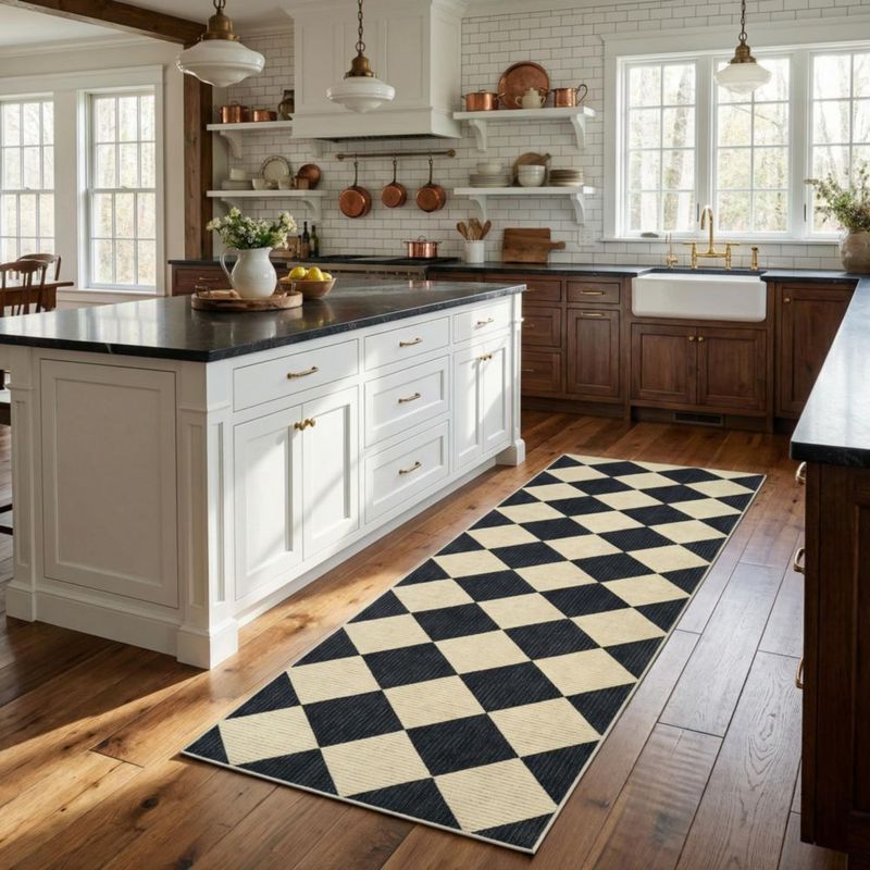 Alfombra GarveeHome 183 cm x 30 cm a cuadros antideslizante