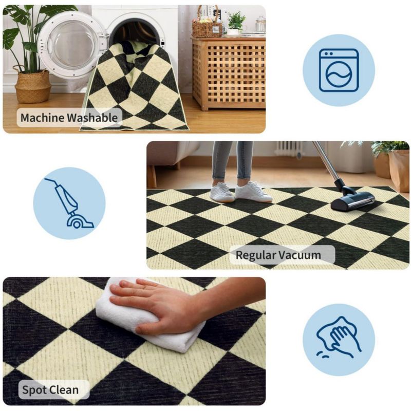 Alfombra GarveeHome 183 cm x 30 cm a cuadros antideslizante