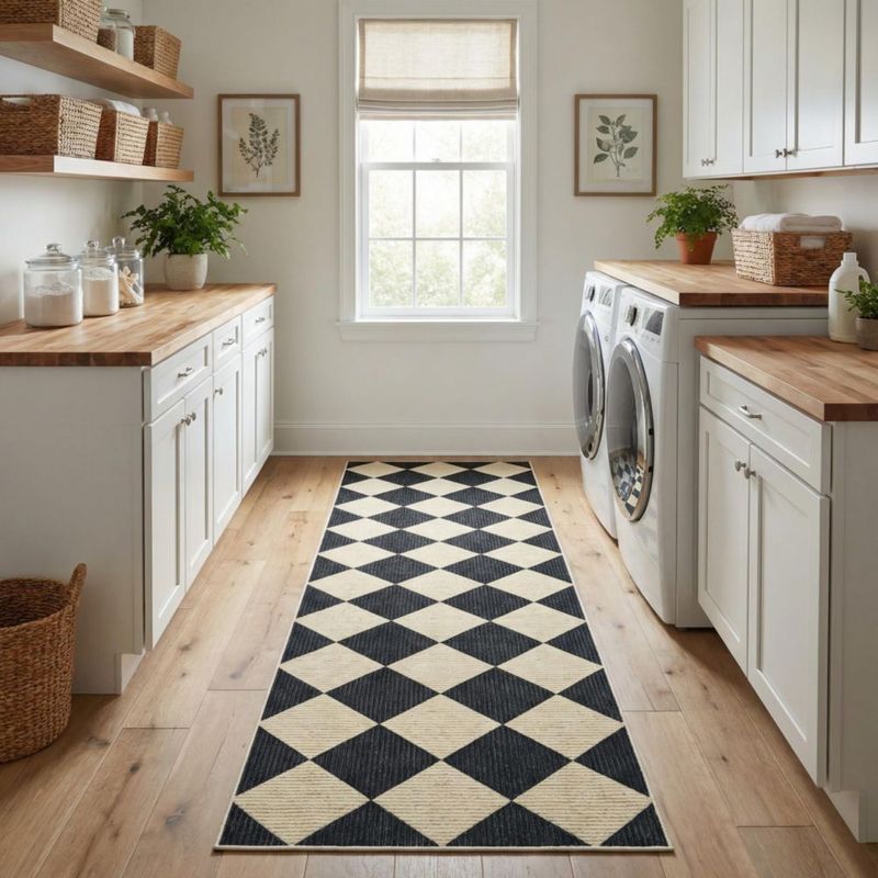 Alfombra GarveeHome 183 cm x 30 cm a cuadros antideslizante