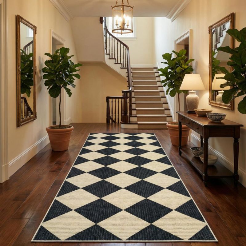 Alfombra GarveeHome 183 cm x 30 cm a cuadros antideslizante