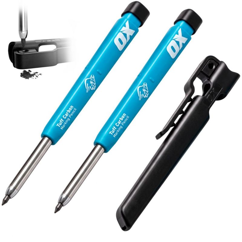 Lápiz de Carpintero OX Pack de 2 con Afilador Mecánico